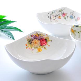 厨房餐盘骨瓷盘子菜盘碟子深盘翘角四角家用陶瓷瓷器6英寸 漂亮