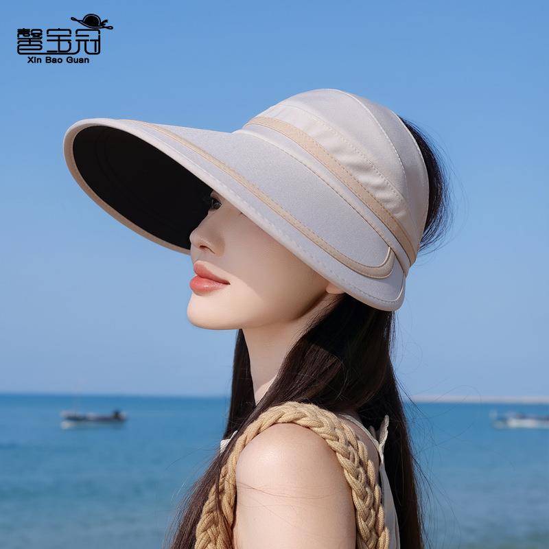 女出游大百搭空帽子防晒骑车帽檐韩版户外夏季顶帽遮阳帽新款时尚