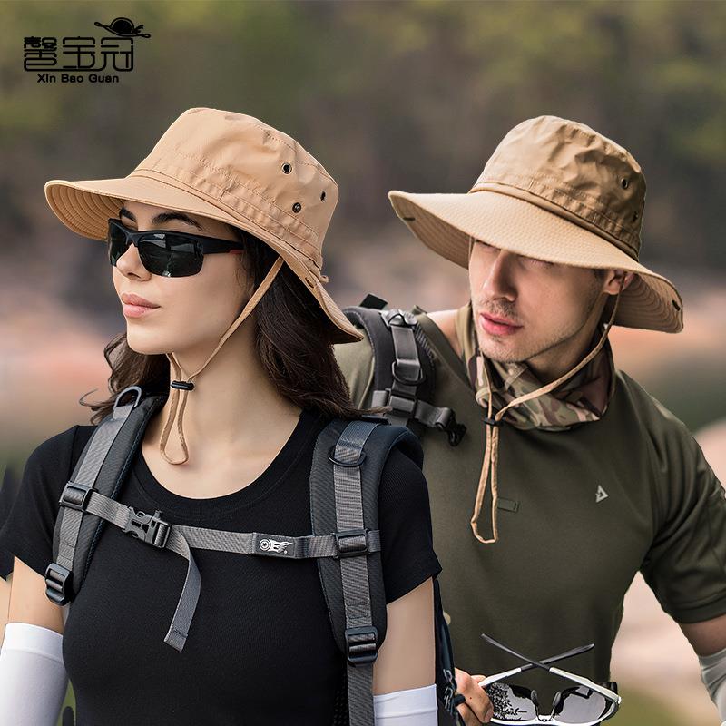 帽子防晒男士登山遮阳帽速干折叠户外女帽新款帽夏季渔夫帽