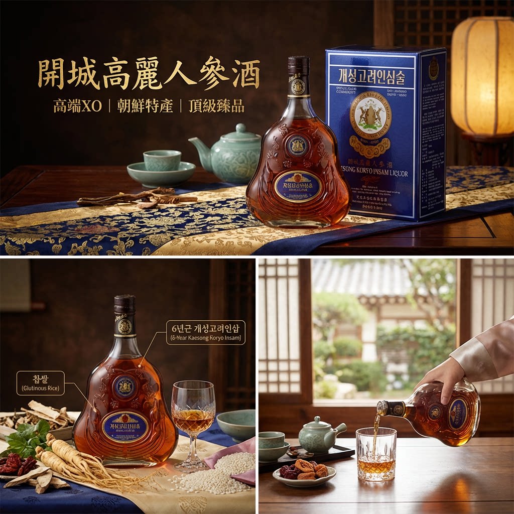 朝鲜开城高丽人参96年42度700ml 高端xo玻璃瓶礼盒送礼过节