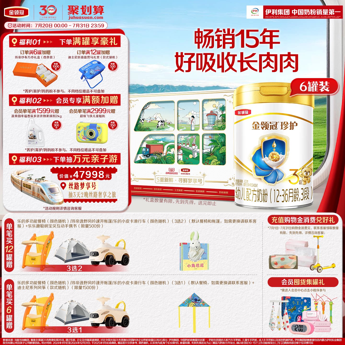 【官方正品】伊利金领冠珍护3段900g整箱1-3岁配方营养婴幼儿奶粉