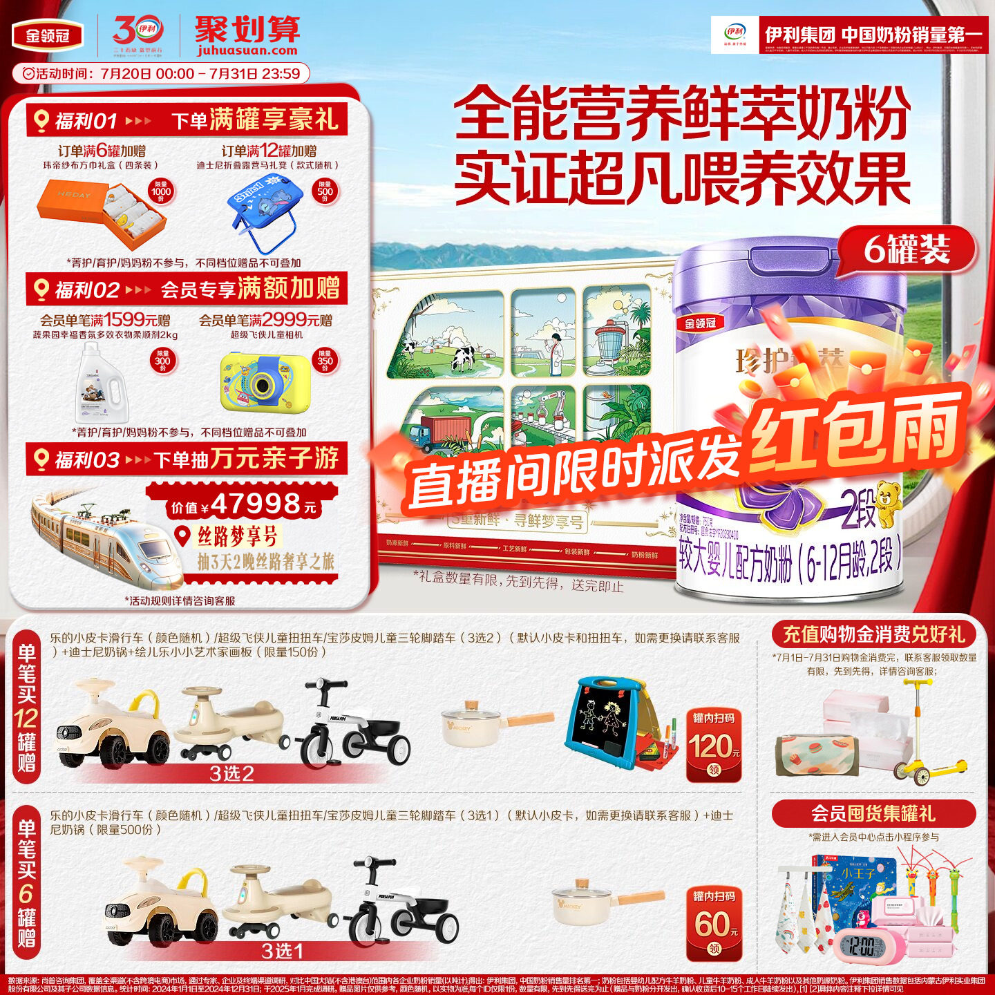 【新鲜】伊利金领冠珍护铂萃2段6-12个月750g箱装较大婴儿牛奶粉