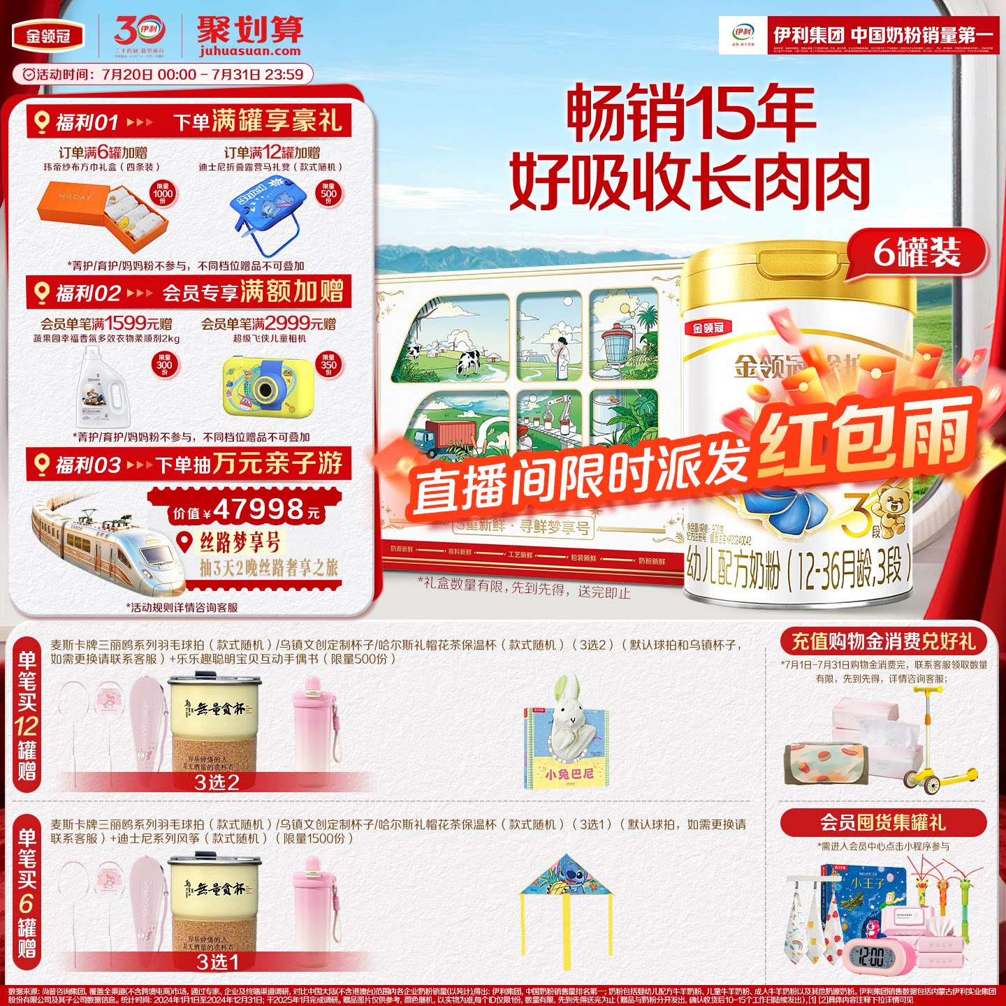 【官方正品】伊利金领冠珍护3段900g整箱1-3岁配方营养婴幼儿奶粉