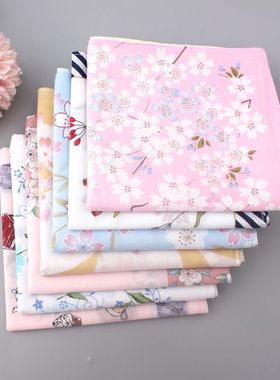 印花女士纯棉手帕 全棉手绢 大尺寸超薄款 柔软吸汗 老式怀旧时尚