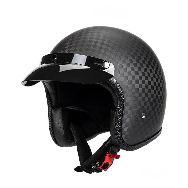 轻量化碳纤维复古半盔3/4盔摩托机车通用头盔四季男女款可装蓝牙