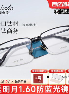 理查德日本进口钛材商务半框近视眼镜配度数大框眼镜框架LT1000