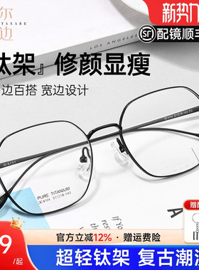 钛架金丝多边形近视眼镜框男款超轻眼镜钛材镜架可配度数女C8104