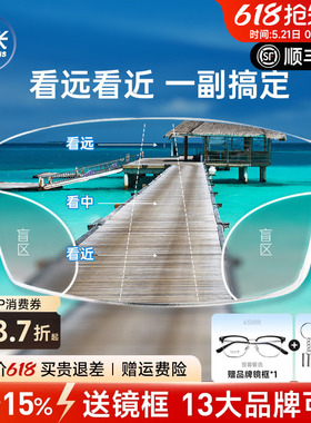韩国凯米内渐进多焦点眼镜片U6防蓝光看远看近两用薄远视老花镜片