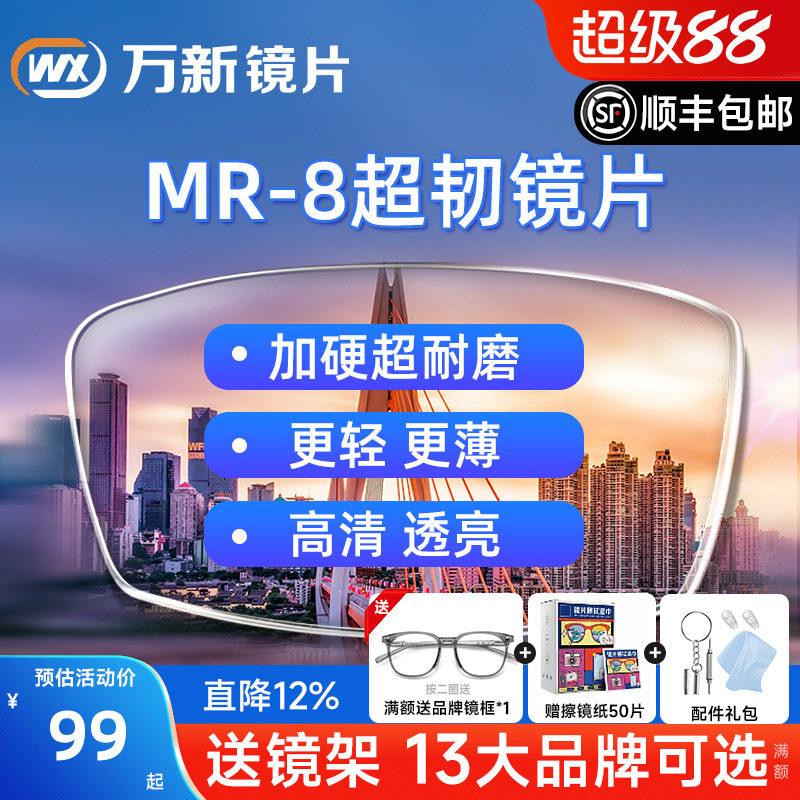运动打篮球万新超韧防蓝光眼镜片