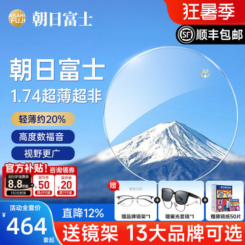 朝日富士超非plus1.74超薄非球面镜片防蓝光变色高度近视眼镜片 - 封面