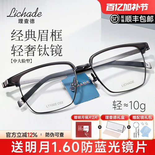 理查德进口商务眉线大框眼镜男