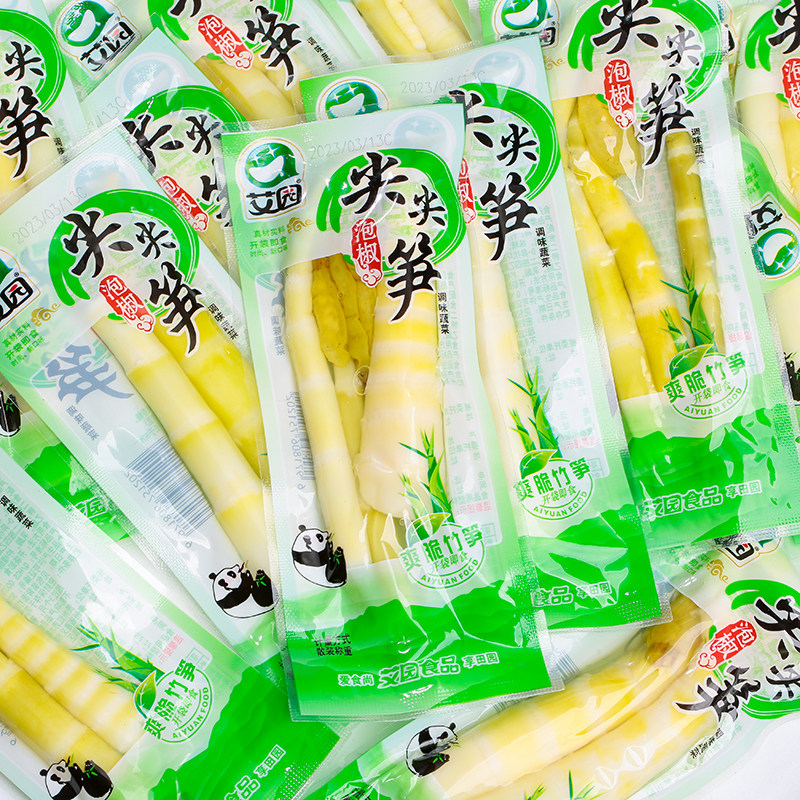 艾园尖尖笋泡椒竹笋尖鲜嫩脆爽笋类制品开袋即食独立包装休闲零食