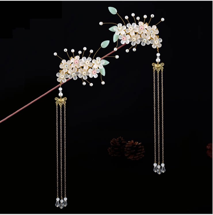 汉服头饰流苏步摇发簪古风超仙小清新发梳对簪全套古装仙气簪子发