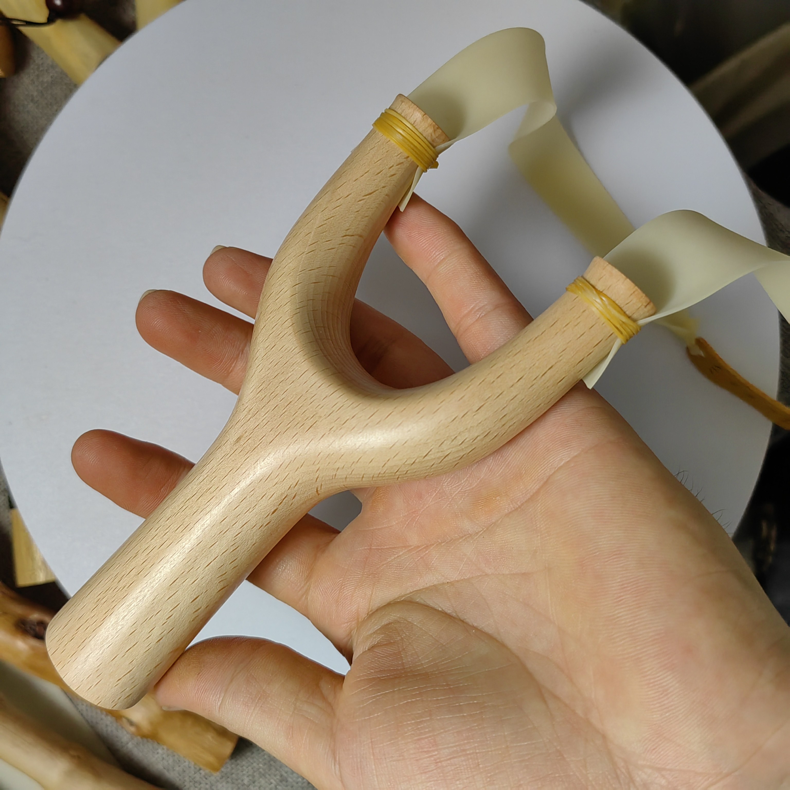 榉木弹弓整木纯手工制作80大弓门大撑头加宽皮筋怀旧玩具图片