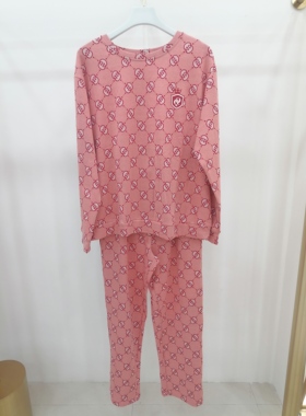 亲亲吾衣秋冬女款纯棉磨毛圆领套头长袖家居服睡衣516377