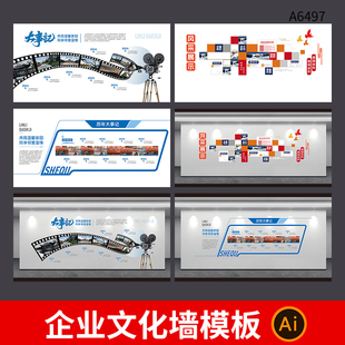 企业大事记文化墙模板公司发展历程背景墙照片墙AI格式设计素材