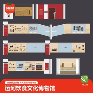 传承非遗美食鲁西运河饮食文化博物馆展厅文化墙照片墙cdr素材