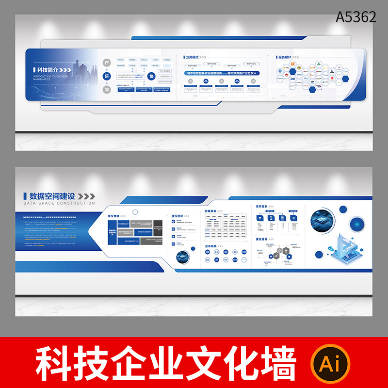 高端科技企业文化墙数据公司简介文化背景墙宣传栏AI设计素材模板图片