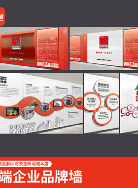 高端红色企业品牌文化墙公司简介文化理念发展历程背景墙ai素材