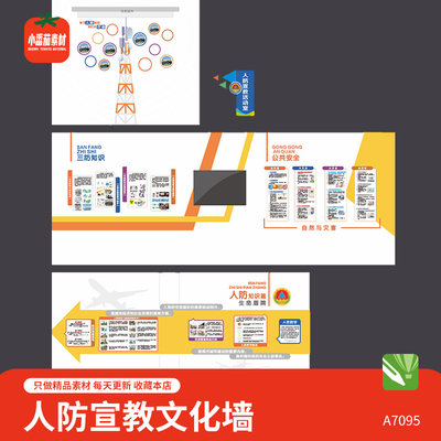 人防宣教文化墙人防知识公共安全科普宣传栏展板cdr设计素材模板