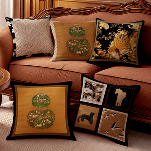 中古风沙发抱枕高级感靠背垫床头靠枕套新款车载靠枕垫含芯靠垫子