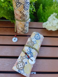 知秋家 一叶知秋手作宝纹进口西阵织高档钢笔签字笔卷笔帘收纳包