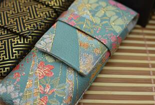 包邮一叶知秋钢笔插合笔包翻盖款个性定制手工布艺笔袋便携收纳包