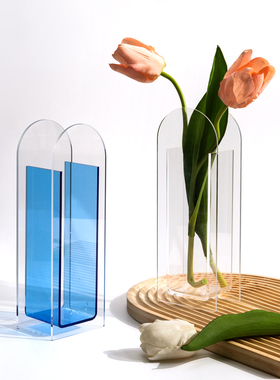 亚克力轻奢花瓶干花花器迷你装饰摆件桌面插花水培简约北欧风精致