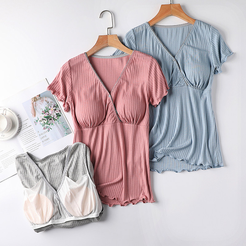产后哺乳上衣短袖外出t恤半袖喂奶衣孕妇睡衣夏季薄款夏装莫代尔,孕妇装/孕产妇用品/营养,家居服上装,淘宝优惠券,粉丝福利购,淘宝优惠卷