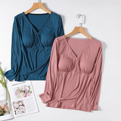 春夏哺乳家居服长袖睡衣喂奶上衣