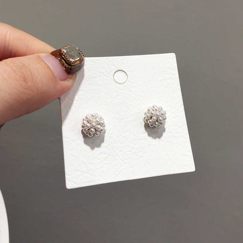 韩国风简约气质小清新人造珍珠圆形耳钉 小巧可爱唯美耳坠饰品新