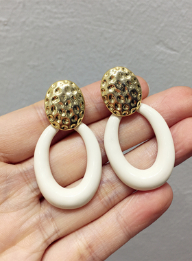 2026春夏新款小清新温柔气质夸张滴油椭圆形几何耳环耳坠显瘦脸饰