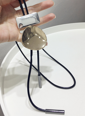 2025秋冬新款简约拼色长方形三角形金属素款流苏可调节项链毛衣链