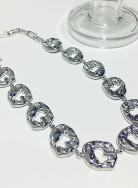 2025新款欧洲站个性潮人不规则几何金属素款抽象款项链锁骨链颈饰