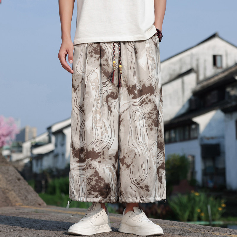 宽松新中式束脚休闲裤薄款男潮灯笼裤夏季风冰丝裤M170P45,男装休闲裤,钱塘788(原4013)
