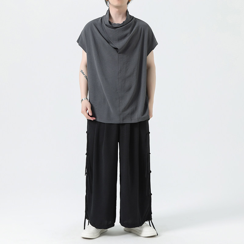 新中式风夏装冰丝薄堆领休闲套装男上衣M150P38裤M161P50,男装休闲套装,钱塘788(原4013)