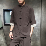 风春夏盘扣复古五分袖汉服男士唐装男装开衫小外套M138P40，男装T恤，钱塘788(原4013)