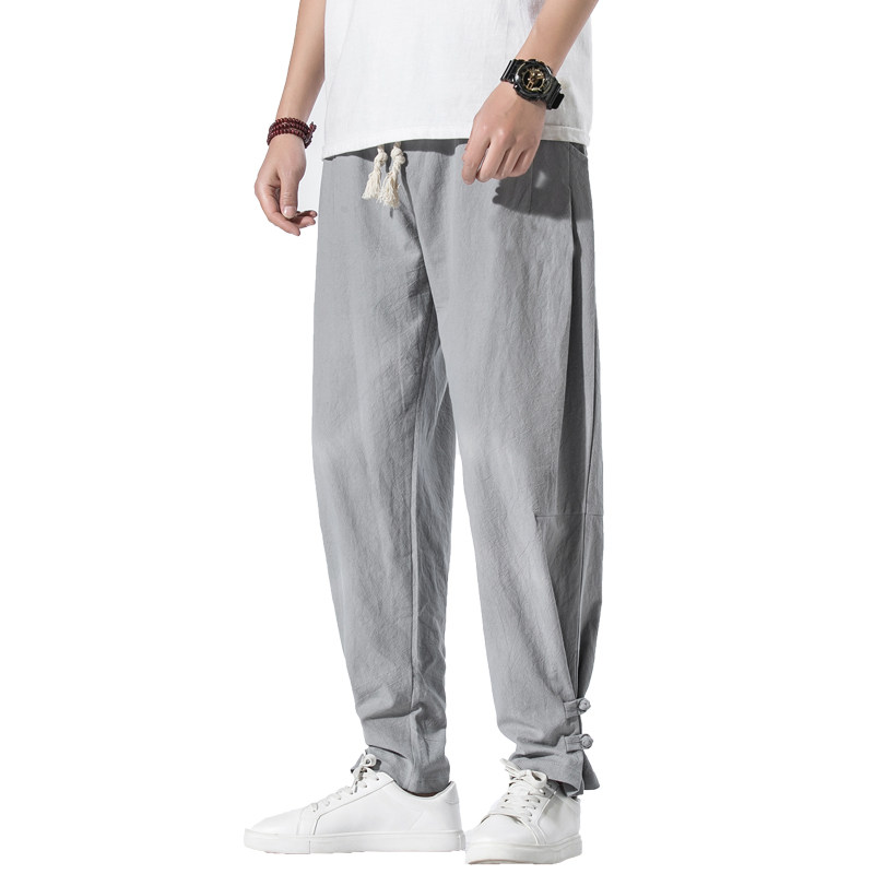 新中式风潮秋装男士盘扣宽松休闲裤束脚哈伦裤男裤子M66P45,男装休闲裤,钱塘788(原4013)