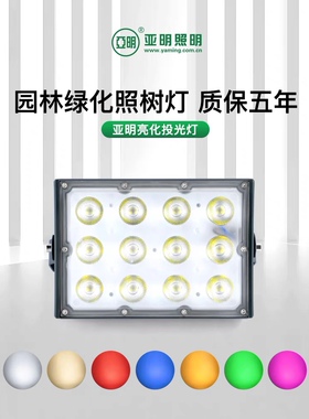 亚明LED投光灯照树灯景观射灯户外防水庭院园林亮化彩草坪灯 室外