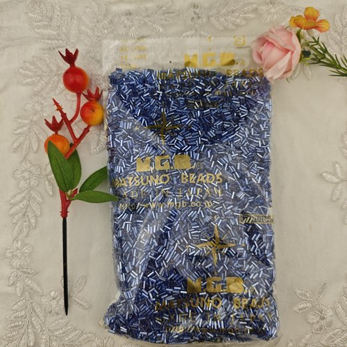 进口MGB灌银蓝玻璃管珠2x4.5mm手工手链串珠散珠法绣材料配件