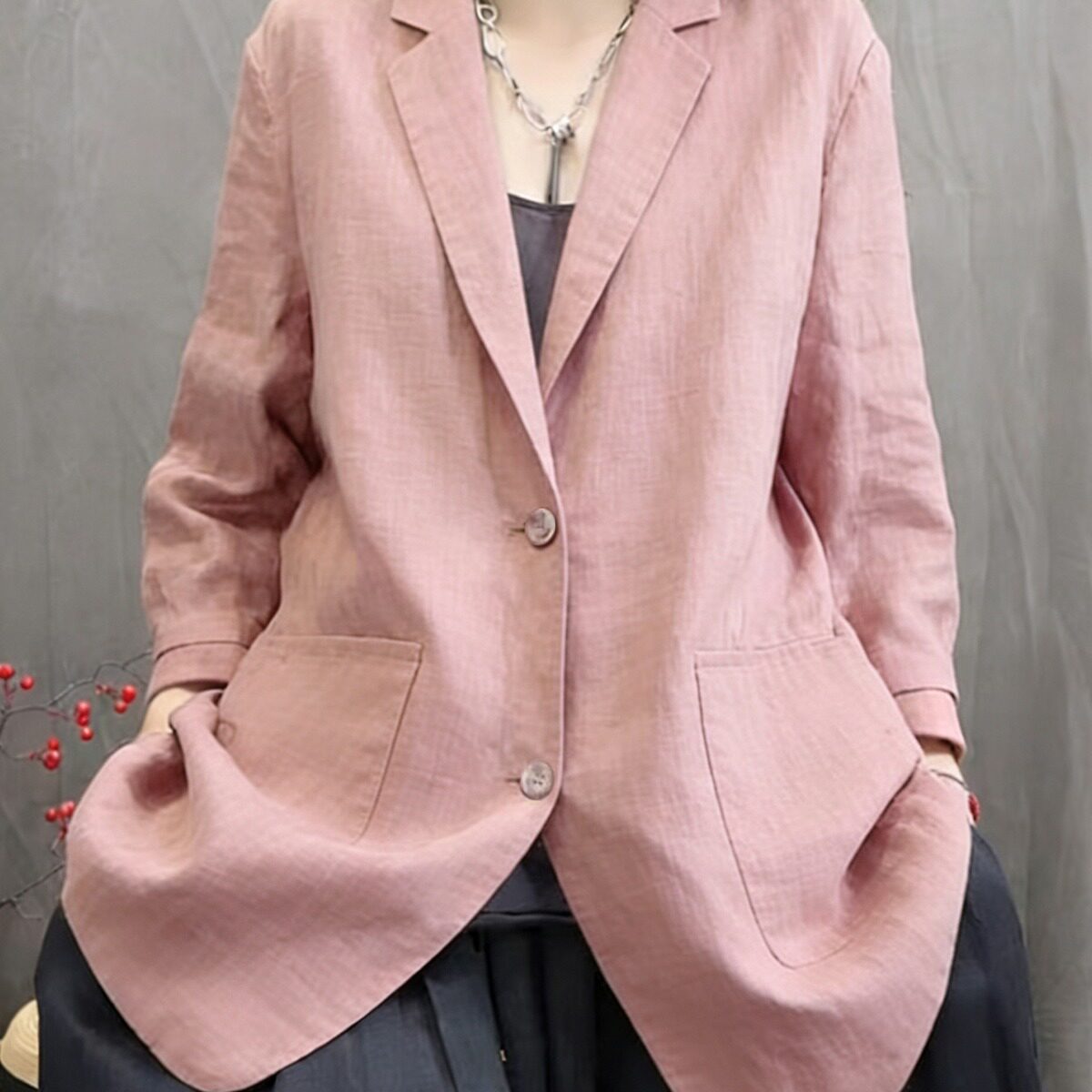 棉麻西装外套女2026夏季新款韩版设计感休闲宽松亚麻西服长袖上衣