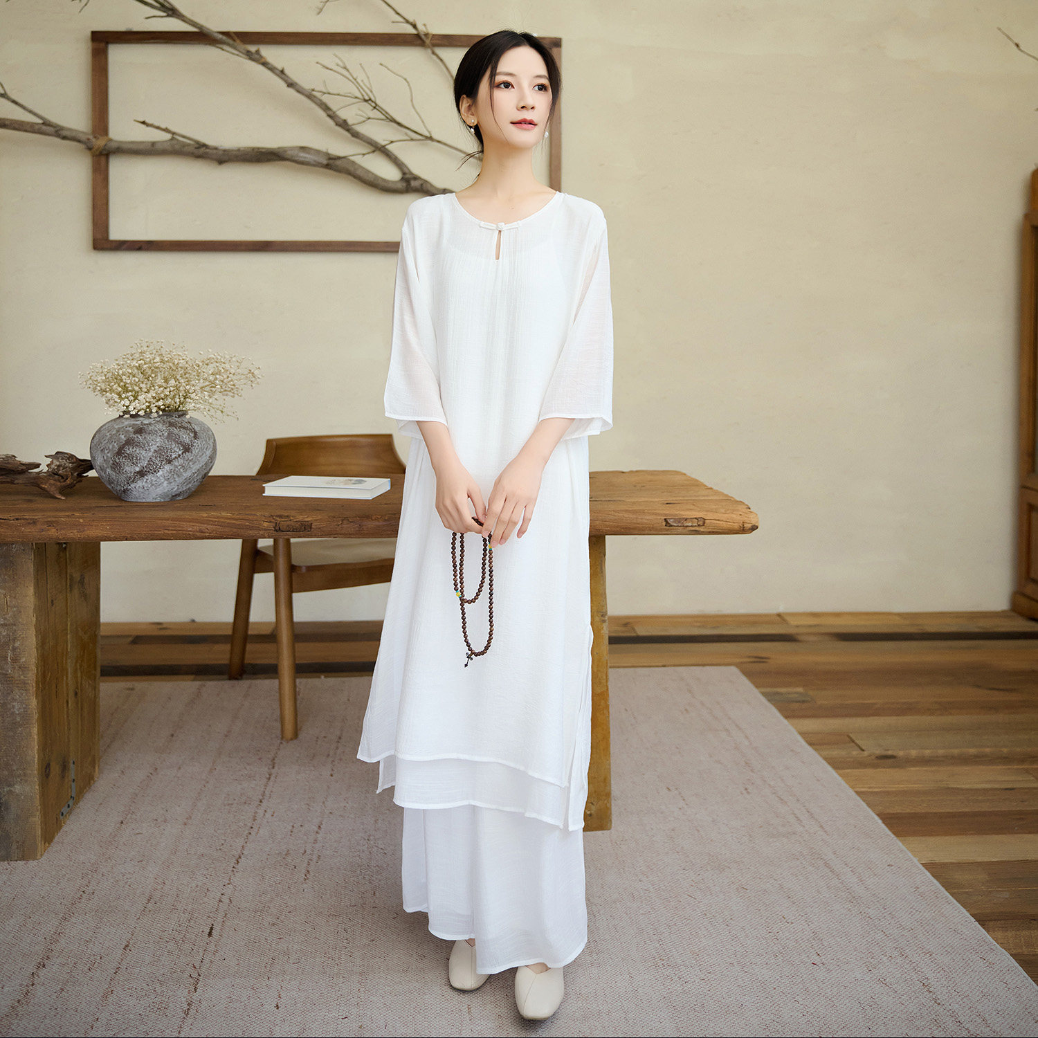 实拍#2026新款民族风棉麻禅意打坐练功服套装国风瑜伽服茶服舞蹈