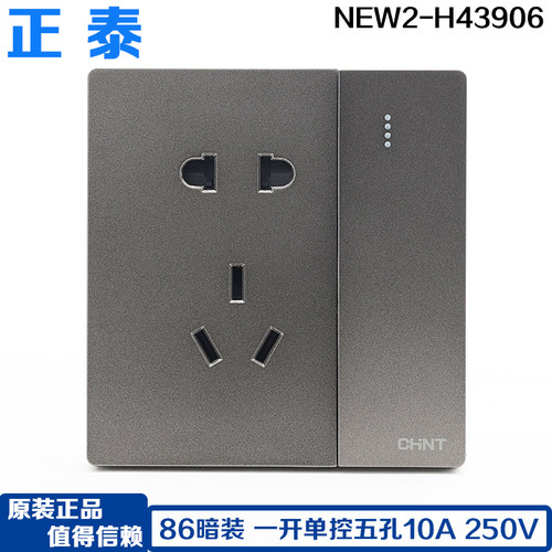 开单控五孔电源插座10A86型正泰