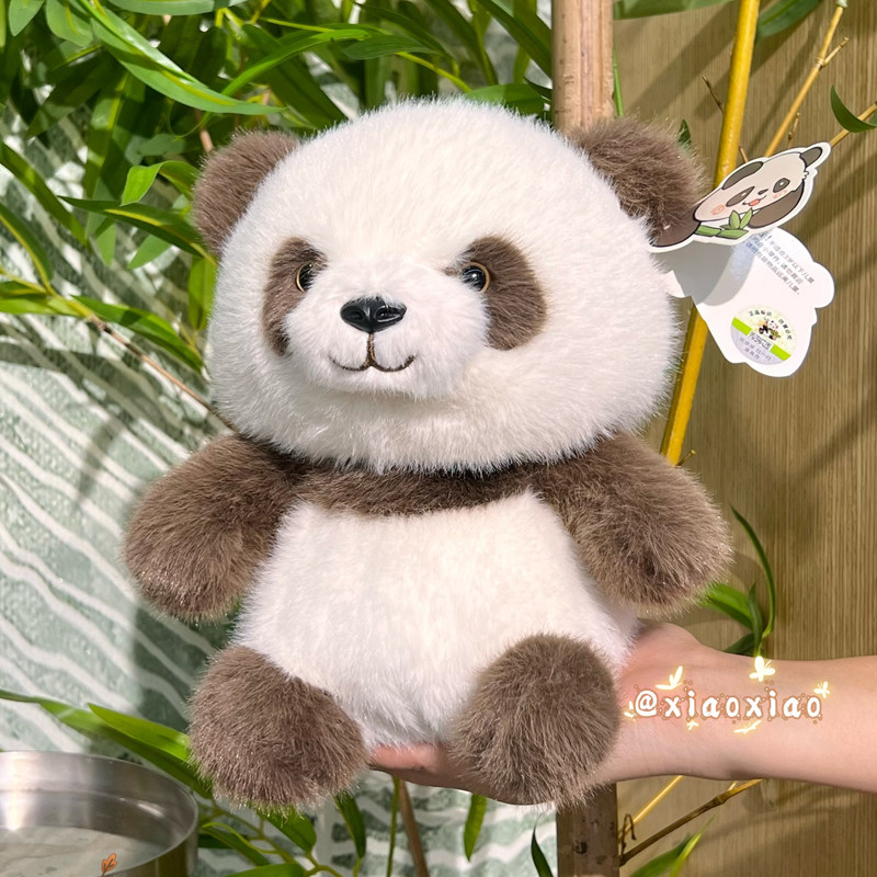 正版天使小小坐款花花颗粒熊猫七仔公仔毛绒玩具玩偶儿童生日礼物