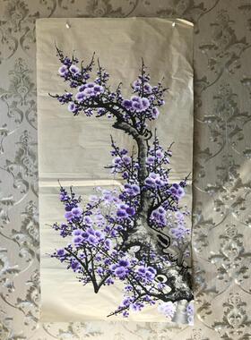 纯手绘紫梅客厅玄关报春图装饰画