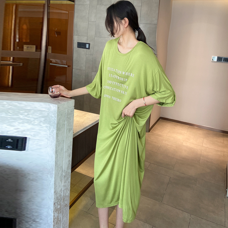 夏季莫代尔字母欧美大码短袖睡裙