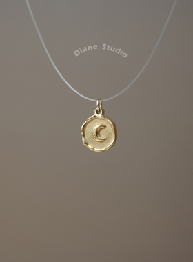 圆牌月亮项链女小众复古高级感