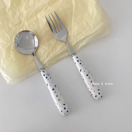 碎石甜品彩色勺子不锈钢