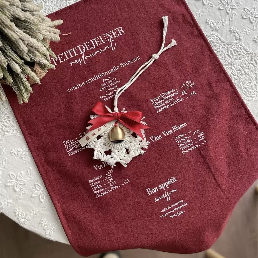 ins风红色英文字母装饰布圣诞节新年餐巾餐布美食摆拍道具背景布