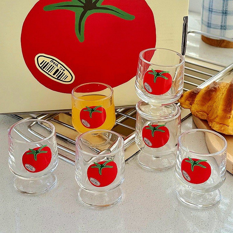 50ml迷你番茄一口杯可爱果酒白酒高脚杯烧酒杯果汁杯套装玻璃杯子,餐饮具,玻璃杯,淘宝优惠券,粉丝福利购,淘宝优惠卷